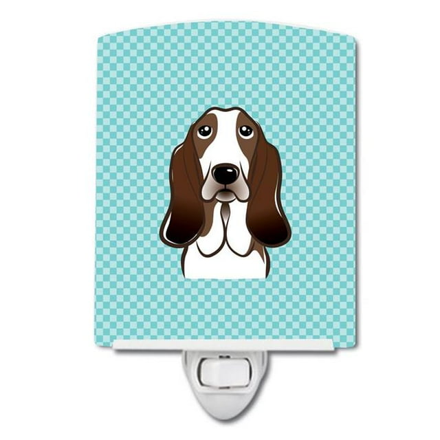 Carolines Treasures BB1181CNL Checkerboard Blue Basset Hound Ceramic Night Light