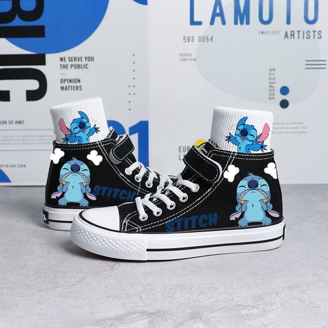 Kawaii Kids Canvas Shoes Disney Cartoon Lilo & Stitch Sport Shoes Children Fashion Print Sneakers Shoes Boys Girls Tennis Shoes36 Gao Jinjia LED