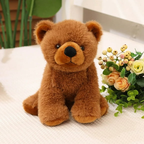 Kawaii Simulation Animal Brown Bear Polar Bear Plush Doll Cute Furry Bear Plush Toy Home Decor For Boys And Girls Comfort Gift