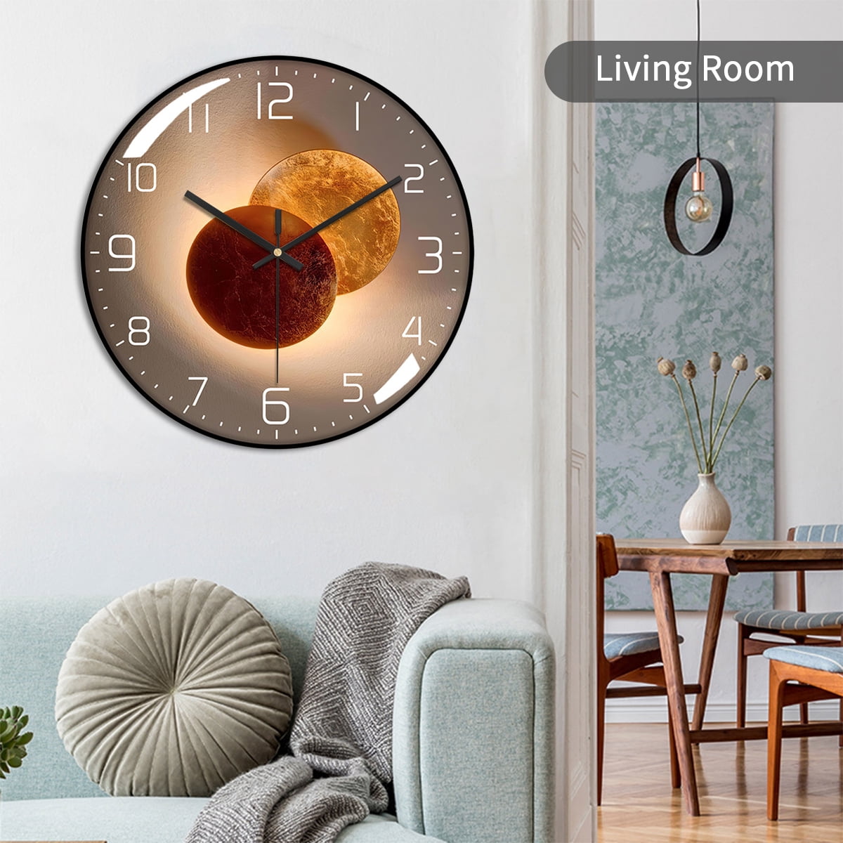 VOCOO 12Inch Modern Wall Clock, Round Silent Non Ticking Wall Clock Quartz Battery Operated Round Easy to Read Home/Office/Classroom/School Clock