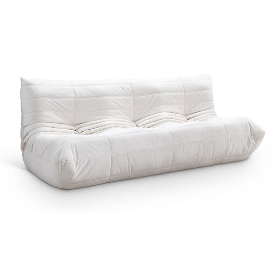 Meridian Furniture Relax 77.75" Cream Velvet Upholstered Sofa