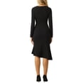 thumbnail image 3 of Vestido formal de cola de pez de manga larga y cuello redondo para mujer INSPIRE CHIC con cinturón XL negro, 3 of 5