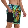 thumbnail image 2 of Vsdgher Hippie Style for Mens Swim Trunks with Compression Liner Swim Shorts Swim Suits Board Shorts-Medium, 2 of 6