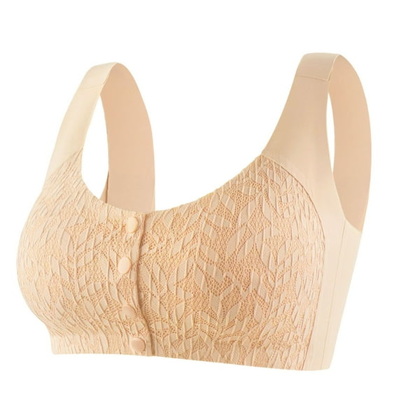 dmqupv Push Up Bras for Women Fashion Casual Lace Front Button Underwear Without Rims Vest Lace Plus Size Bra Khaki 3XL