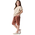 thumbnail image 3 of Coerni Boys Girls Cotton Linen Shorts Knee Length Kids High Waisted Shorts Plain Summer Joggers Elastic Waist Wide Leg, 3 of 9