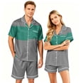 thumbnail image 2 of Leidass Mens Plaid Stripe Pajama Set Short Sleeve Button Down Sleepwear Set Relaxed Fit Lounge Set with Shorts for Home Wear Green XL, 2 of 5