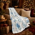 thumbnail image 3 of Blue Hydrangea Bird Watercolor Garden, Peaceful Bird Art Scene, Warm Flannel Blanket for Living Room and Reading Nook, Bird Lovers Housewarming Gift, Artistic Home Decor, 3 of 9