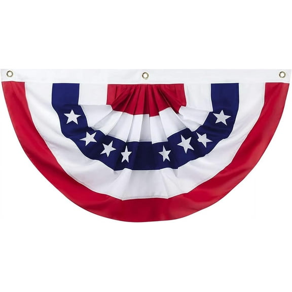 Outdoor USA Bunting Flags 1PC 2x4 FT American Pleated Fan Flags,4th of July Patriotic Bunting Flags,Outside Veteran's Day, Independence Day, Memorial Day Decorations Pleated Fan Flags Half Fan Banner