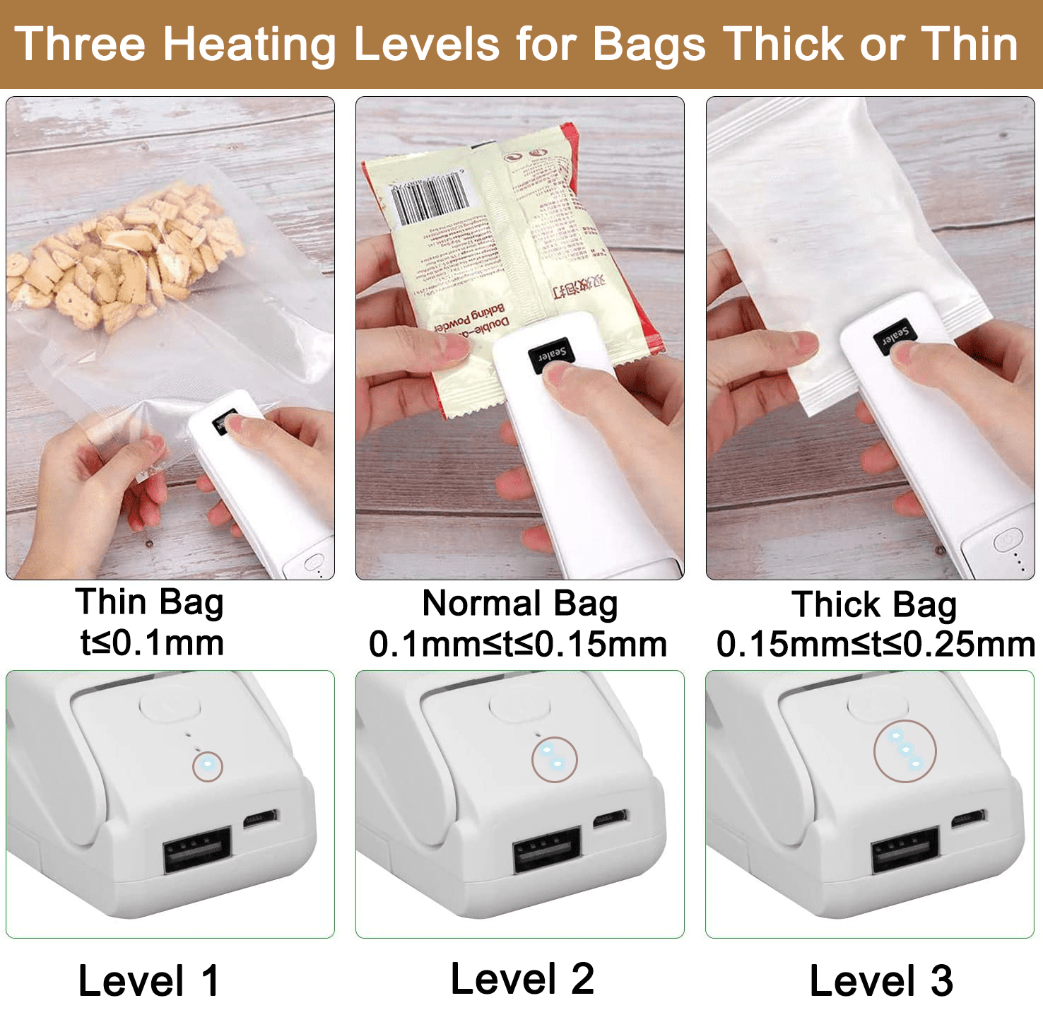 Bag Sealer Heat Seal Chip Bag Sealer Handheld Heat SealerClips