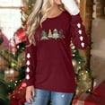 thumbnail image 4 of Christmas Tree Shirt Women Christmas Embroidered Trees Long Sleeve Shirts Gift Xmas Graphic Tee Tops, 4 of 7