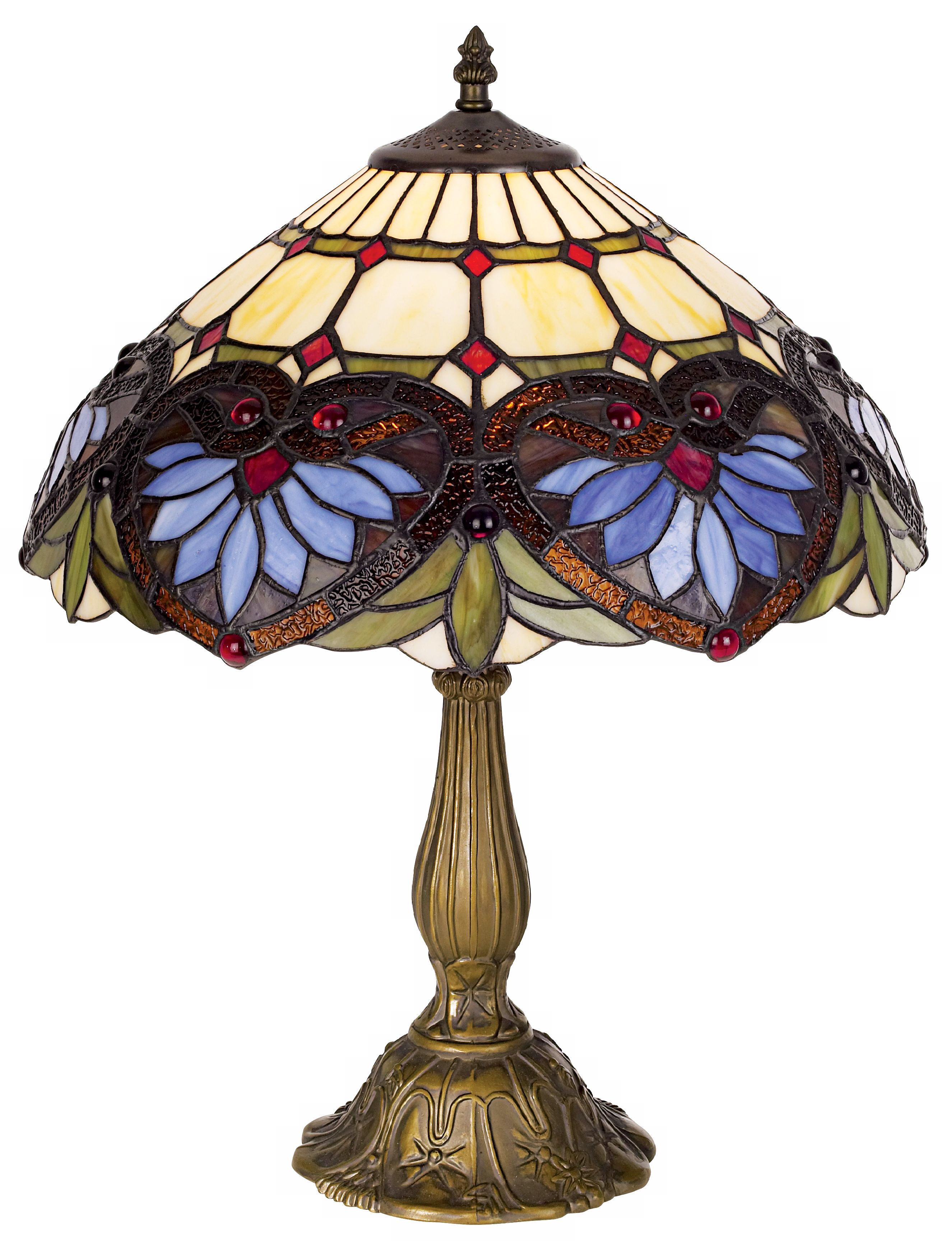 robert louis tiffany traditional accent table lamp metal leaf base heart motif stained art glass shade for living room family