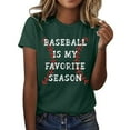 thumbnail image 2 of Tittly T Shirts for Women Graphic Tees Baseball Is My Favorite Season Women's Letter Baseball Print Shirt Short Sleeve Round Neck T Shirt Soft Casual Summer Clothing Tshirts Shirts Green L, 2 of 4