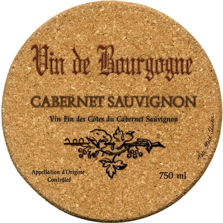 Wine Cork Coasters - Thirstystone Cork Drink Coasters Set, Cabernet Wine Label
