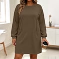 thumbnail image 2 of ShomPort Women's Plus Size Dresses Crew Neck Long Sleeve Sweatshirt Dress with Pockets Loose Loungewear Casual Mini Dresses, 2 of 8