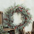 thumbnail image 5 of Guirnalda navideña con piñas artificiales y bayas rojas, decoración para colgar en la puerta de entrada, adorno para árbol de pared, guirnalda navideña, 5 of 5