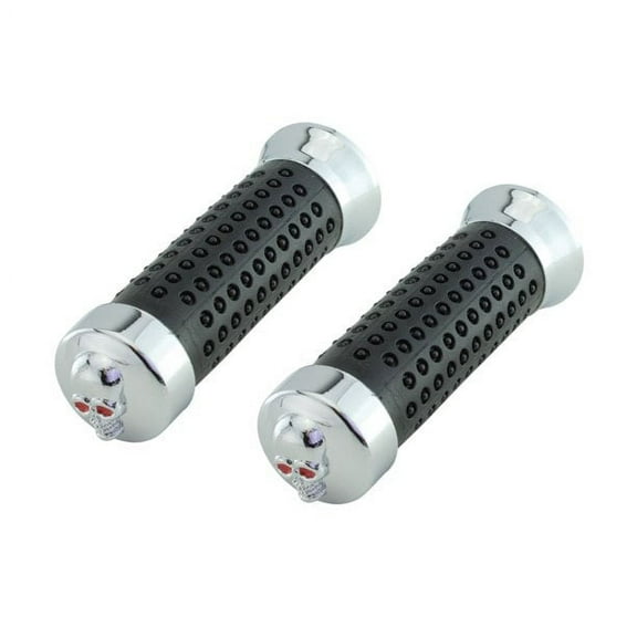 Deluxe Bike Grips Dots Skull End Black