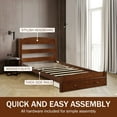 thumbnail image 3 of Twin Bed Frame with Storage Drawer, UHOMEPRO Solid Pine Wood Bed Frame with Headboard and Footboard, Modern Bed Furniture for Bedroom, Holds 275 lb, No Box Spring Needed, Walnut, 3 of 15