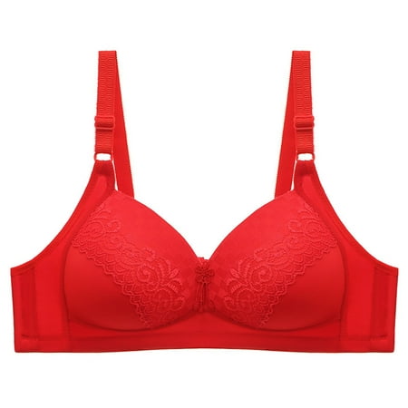 Blphud Medium Support Sports Bras for Women Sports Bras for Women Soft Lingerie for Women Women Bras Push Up Womens Full Coverage Non Padded Comfort Bra Plus Size Lace Bras with Straps Red C
