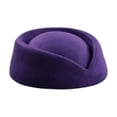 thumbnail image 4 of Wool Stewardess Air Hostesses Pillbox Hat Millinery Teardrop Fascinator Base Purple One Size, 4 of 4