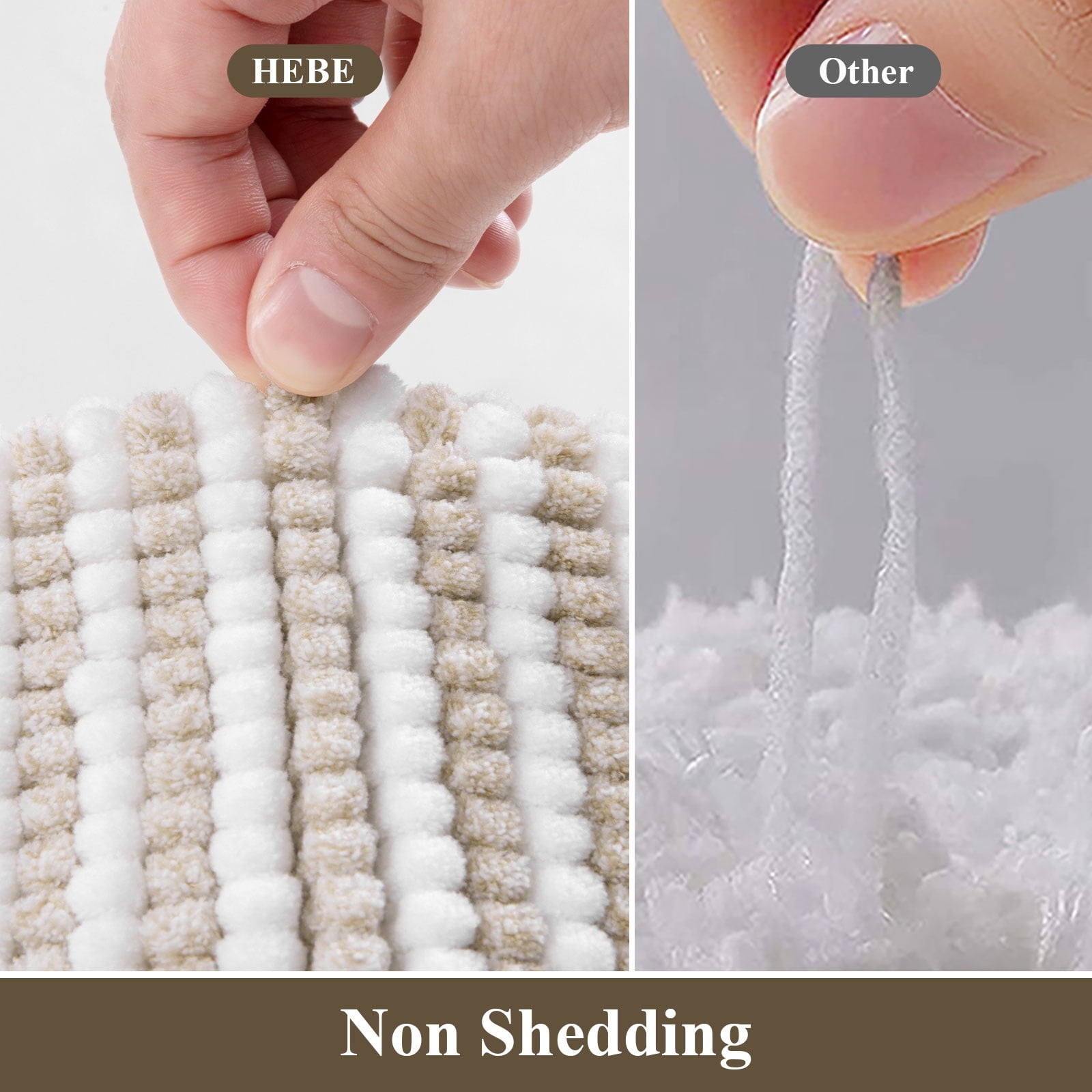 Ileading Chenille Bathroom Rugs Sets 4 Piece, Super Absorbent Non Slip Washable Bath Mat and U-Shaped Contour Toilet Rug Set for Tub Shower Floor Carpet