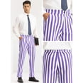 thumbnail image 5 of Unique Bargains Men's Striped Dress Pants Straight Leg Color Block Business Trousers 28 Purple White, 5 of 6