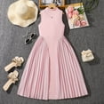 thumbnail image 2 of EnJoCho Girls Sleeveless Slim Fit Dress with Stand Collar, Temperament Pleated Patchwork Summer Dress Skirt for Casual Children’s Wear, 2 of 7