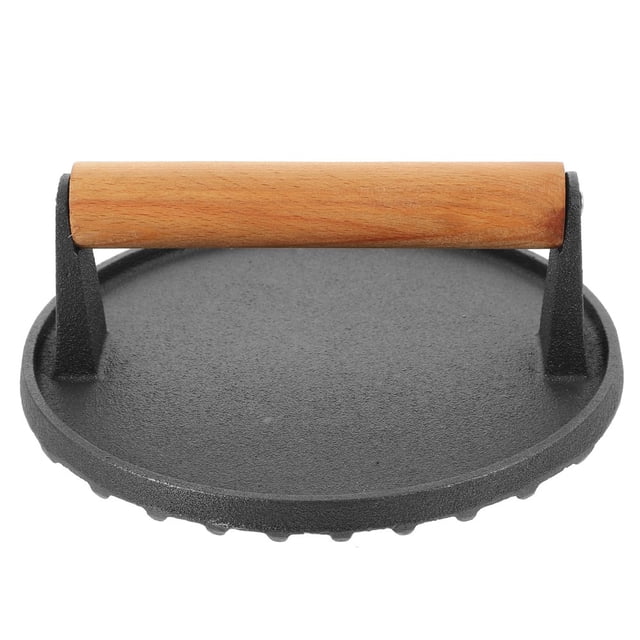 HLONK Presse à Viande en Fonte pour Gril, Tourne-Gril, Plaque de Cuisson, Spatule, Poêle