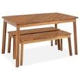 thumbnail image 3 of Tcbosik 3-Piece Outdoor Furniture Set, 49.7" Dining Table & 2 Benches, Picnic Beer Table Set, Bistro Set for Patio, Garden, Backyard, Natural, 3 of 7