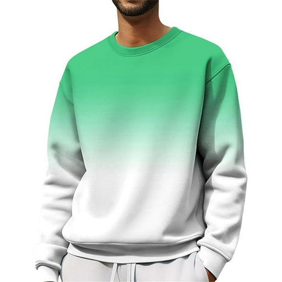 CONZONE Mens Pullover Sweatshirts Long Sleeve Sweatshirt for Men Trendy Gradient Color Plus Size Warm Fall Hoodie Sweatshirt