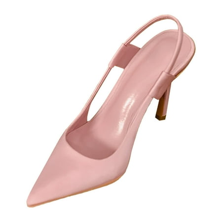 Gubotare Heels for Women Dressy Womens Slingback Stiletto High Heels Closed Pointed Toe Pumps Sexy Office Dress Shoes (Pink 6.5)