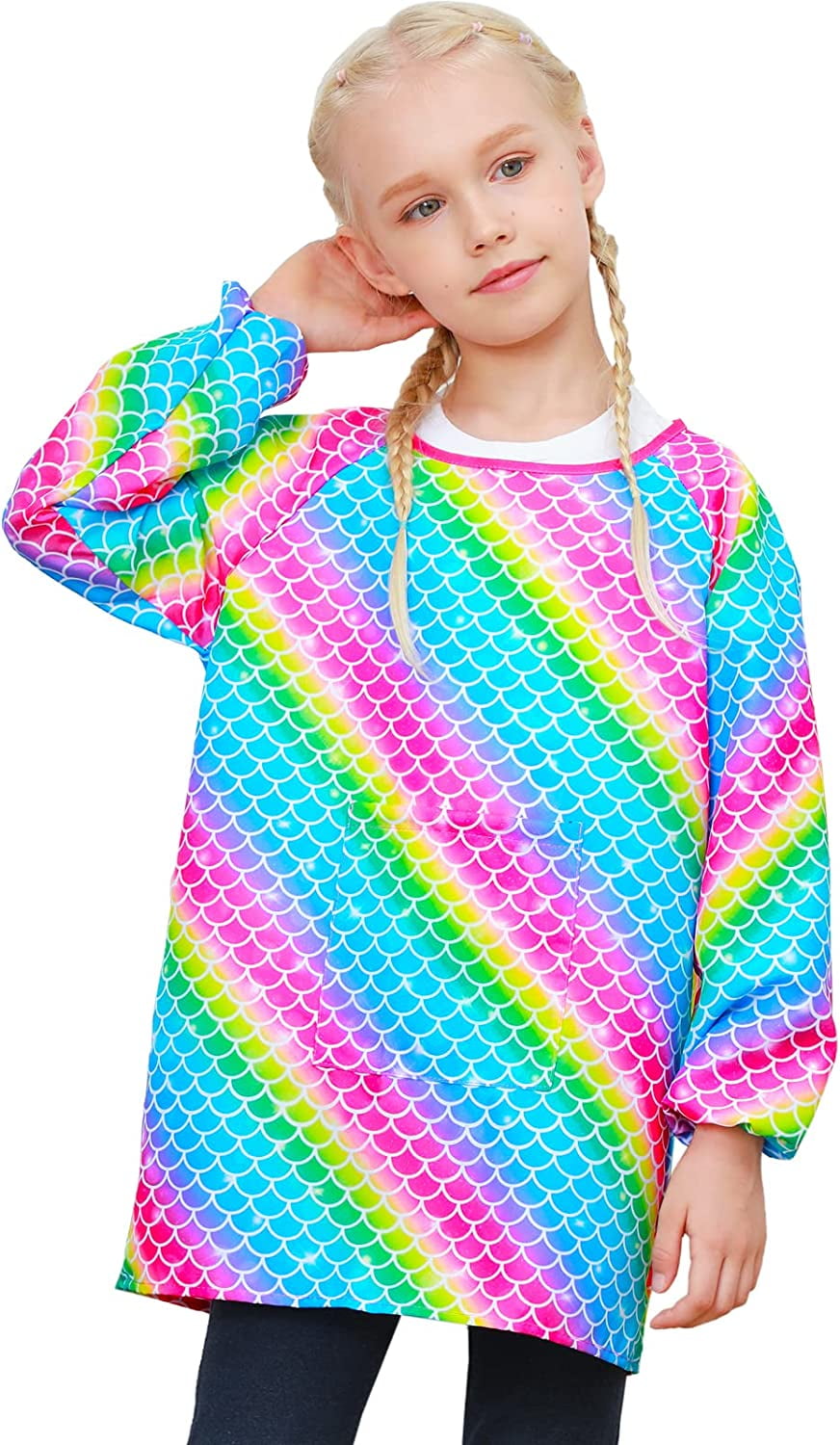 Kids Art Smocks for Painting, Waterproof Artist Rainbow Unicorn Aprons