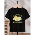 thumbnail image 2 of MAWOTEA I Am Just Here For The Deviled Eggs Patterned Iron-on Letter Graphic T-shirts for Outdoor Sports and Daily Wearing, Young Girls T-Shirts, Size from 3T-13Y, 2 of 6