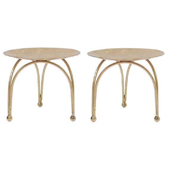 Hosley Pack of 2 Gold Iron Pillar Candle Holders 4 Inch Diameter Tripod Stand Table Centerpiece Perfect for Home Decor, Wedding, Parties, Living Room
