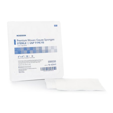 McKesson USP Type VII Gauze Sponge Cotton 12-Ply 4 X 4 Inch Square Sterile, McKesson Brand, 16-42441 - Case of 1280