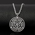 thumbnail image 1 of Collar con colgante de acero inoxidable con rueda de Hécate, símbolo mágico de Strophalos gótico, logotipo, alfiler, collar para mujer, joyería para hombre --- Código de producto 37128, 1 of 5