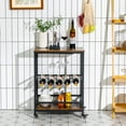 thumbnail image 3 of Costway Kitchen Bar Cart Serving Trolley on Wheels w/ Wine Rack Glass Holder, 3 of 10