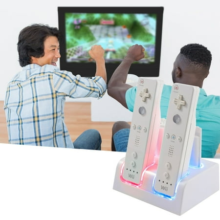 4 Ports Charging Station for Wii Remote Controller, Charger Dock Stand with 4 Bonus 2800mAh Rechargeable Replacement Batteries Pack (Updated Version) White by Insten