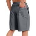 thumbnail image 2 of longantii Men's Casual Athletic Shorts Loose Knee Length Drawstring Sweat Shorts Solid Color Gym Loungewear with Pockets Gray 2XL, 2 of 3