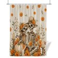 thumbnail image 2 of Shower Curtains for Bathroom-48"x72",Fall Orange Floral Skull Skeleton Waterproof Bath Curtain Grommet Shower Curtain Set with Hooks,, 2 of 9