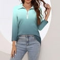 thumbnail image 5 of Womens Golf Polo Shirt 3/4 Sleeve Quarter Zip Up T-Shirt Gradient Print Plus Size Tunic Tops Blouses, 5 of 6