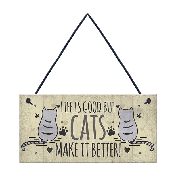 Letrero de madera Meuva, etiqueta rectangular para gato, decoración de madera, colgante con eslogan para mascota, letrero de bienvenida de madera para corona, colgador de puerta de muñeco de nieve