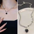 thumbnail image 3 of LYMAYTER Collier pour Femmes Collier pour Femmes - Pendentif Cœur Noir, Zircon Cubique Incrusté, Style Punk, 3 of 7
