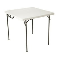 Lifetime 34 inch Square Fold-In-Half Table, Indoor/Outdoor Essential, White Granite (80273)