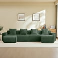 thumbnail image 6 of Newest Streamline Velvet Modular Sofa with French Piping & No Assembly for Large Family Room & Media Lounge, Green, 6 of 17