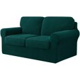thumbnail image 1 of Check spandex jacquard slipcover, cover for 2-seater sofa (medium, dark green), 1 of 6