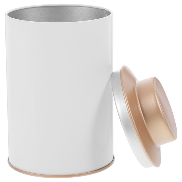 unbranded White Tinplate Airtight Tea Canister Metal Storage Container for Dry Food