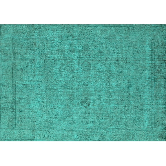 Ahgly Company Indoor Rectangle Oriental Turquoise Blue Industrial Area Rugs, 7' x 9'