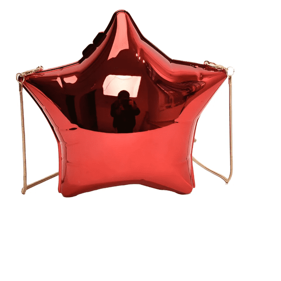 Bolsos De Cadena Metalizado Con Estrella De Cinco Puntas Xtellar Rojo