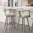 thumbnail image 3 of Amisco Akers 26.25" Faux Leather Swivel Counter Stool in Cream/Matt Light Gray, 3 of 3