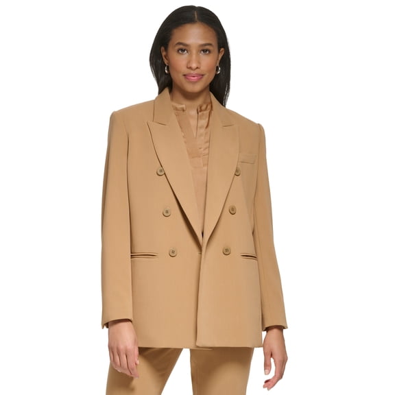 Women's Peak-Lapel Double-Breasted Jacket Pecan 2